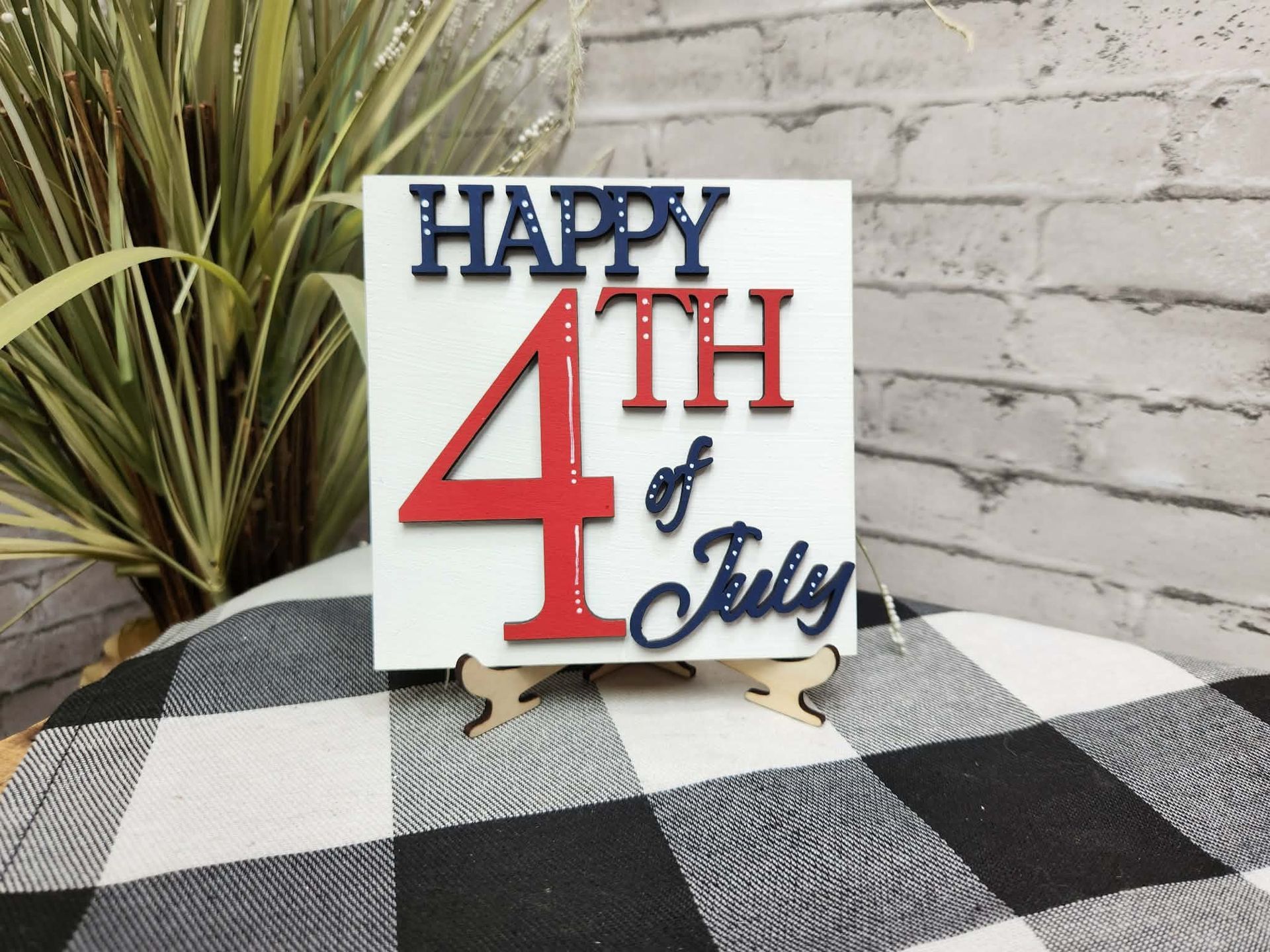 Happy 4th of July Change Out Square, Happy 4th of July decor, Happy 4th of July tiered tray decor, Happy 4th of July dough bowl décor