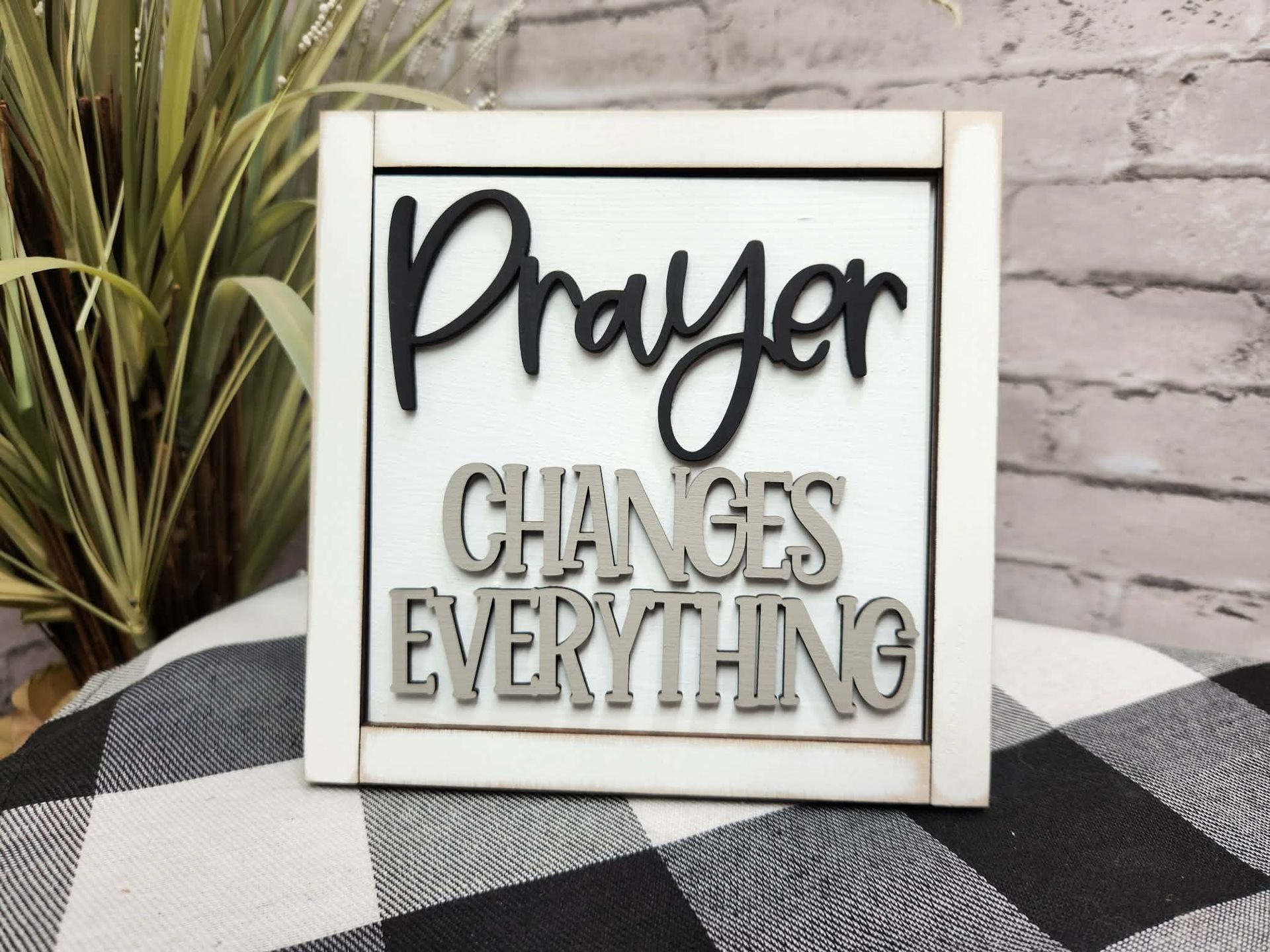 Prayer changes Everything Change Out Square, Prayer changes Everything decor, Prayer Changes Everything tiered tray decor, Prayer Changes Everything dough bowl décor