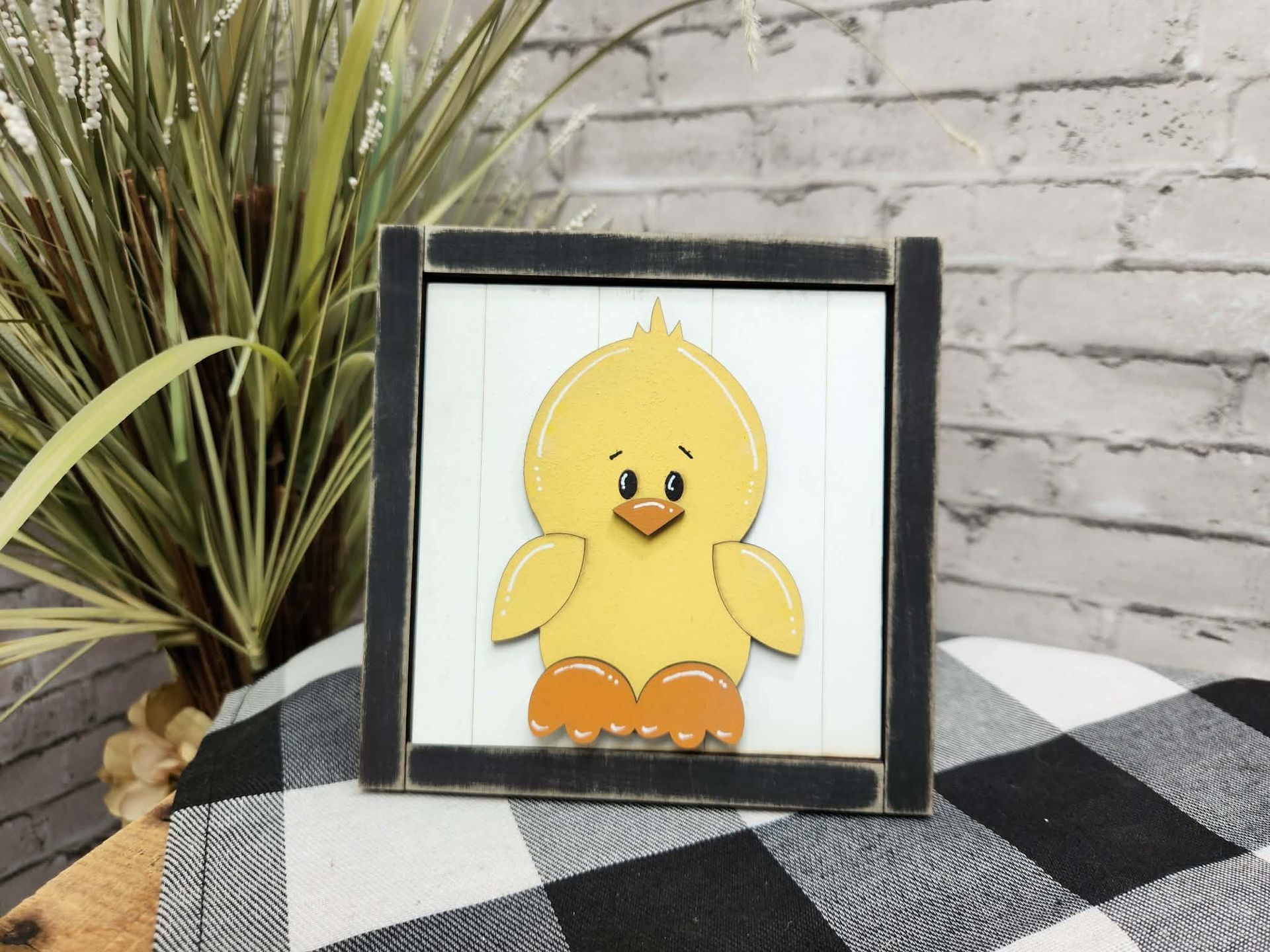 Easter chick Change Out Square, Easter decor, Easter tiered tray decor, Easter dough bowl décor