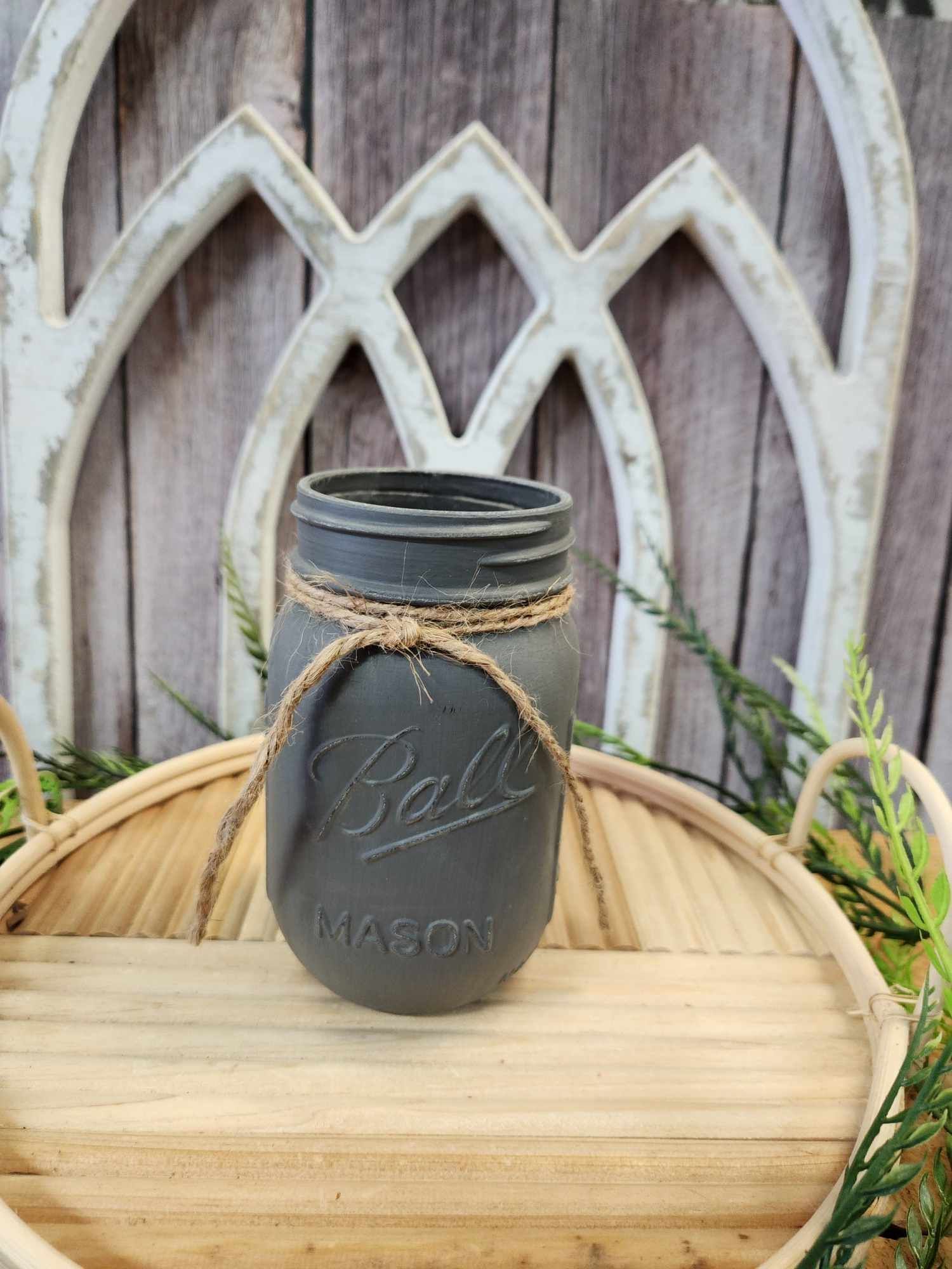 Farmhouse pint jar - Painted Charcoal gray