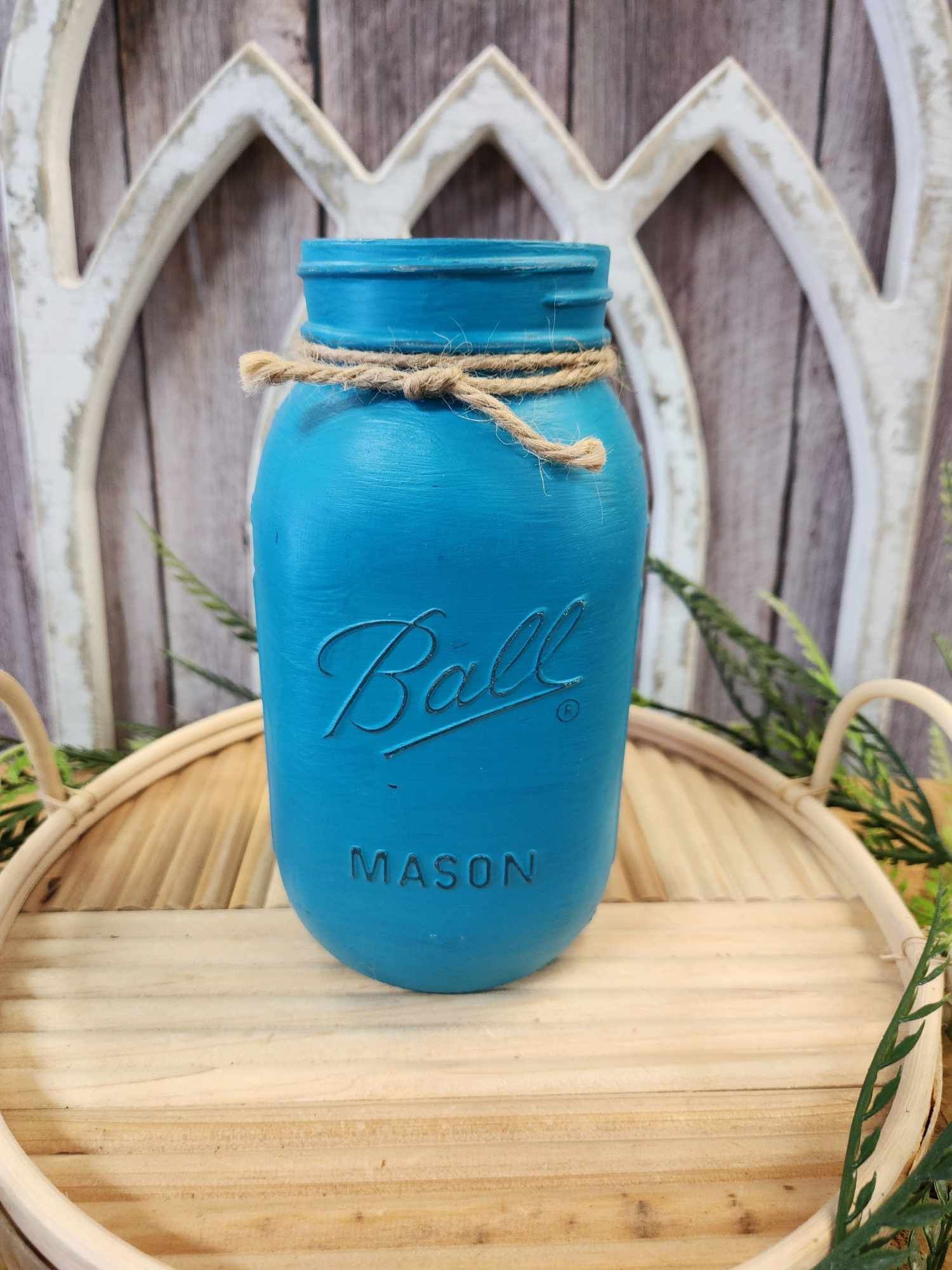 Quart Jar - Painted teal