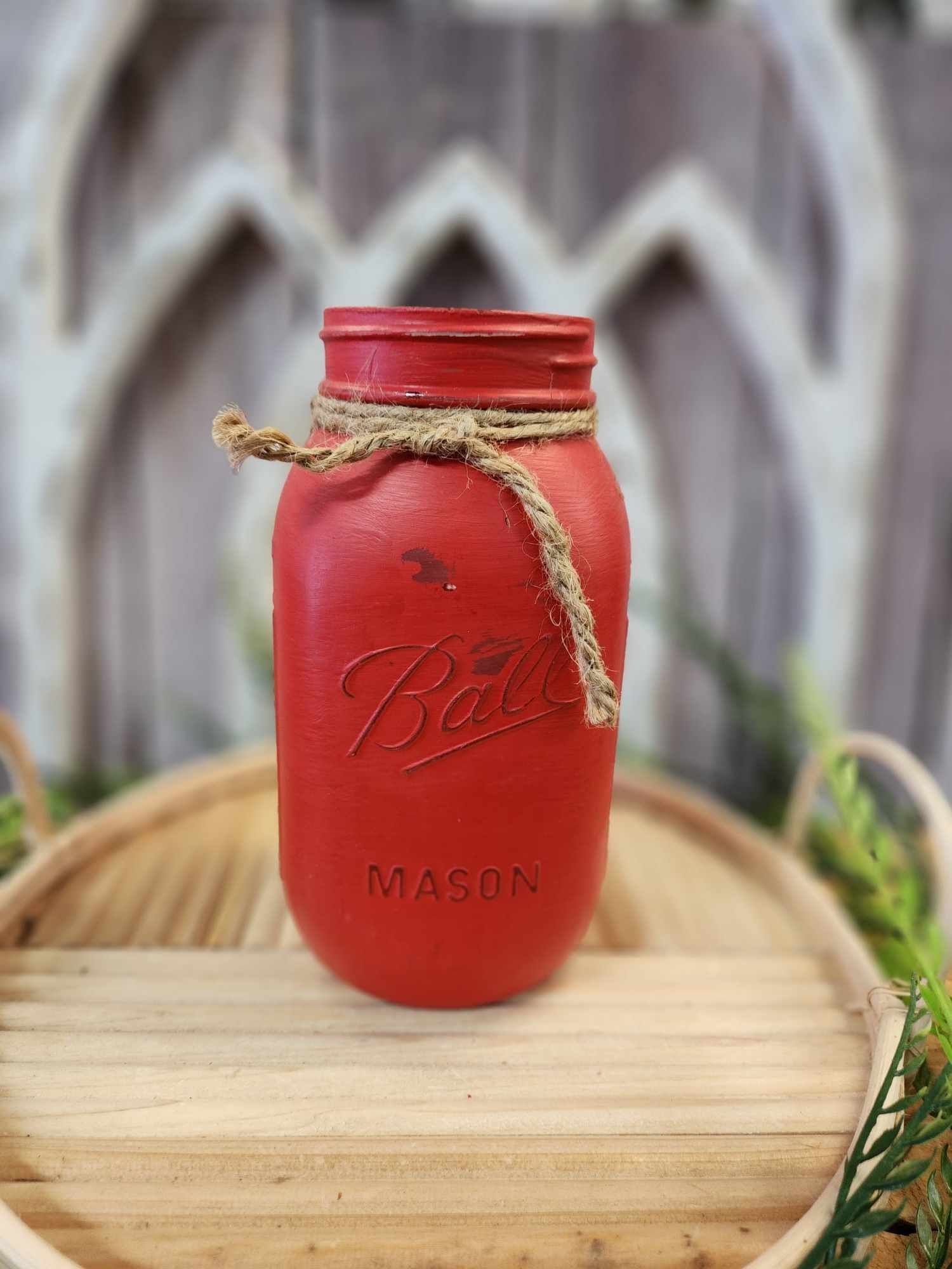 Quart Jar - Painted Farmhouse Red