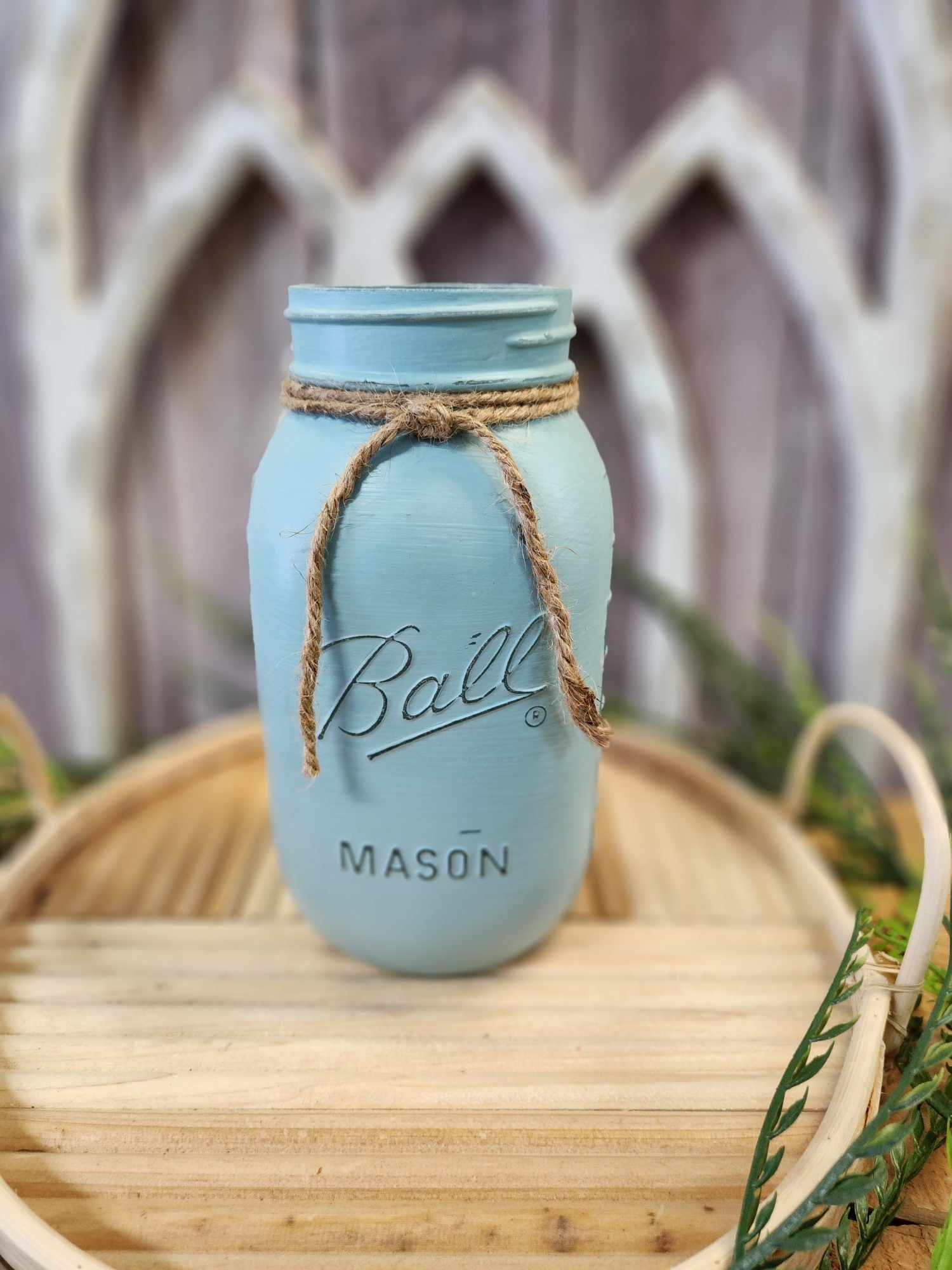 Quart Jar - Painted Light Blue