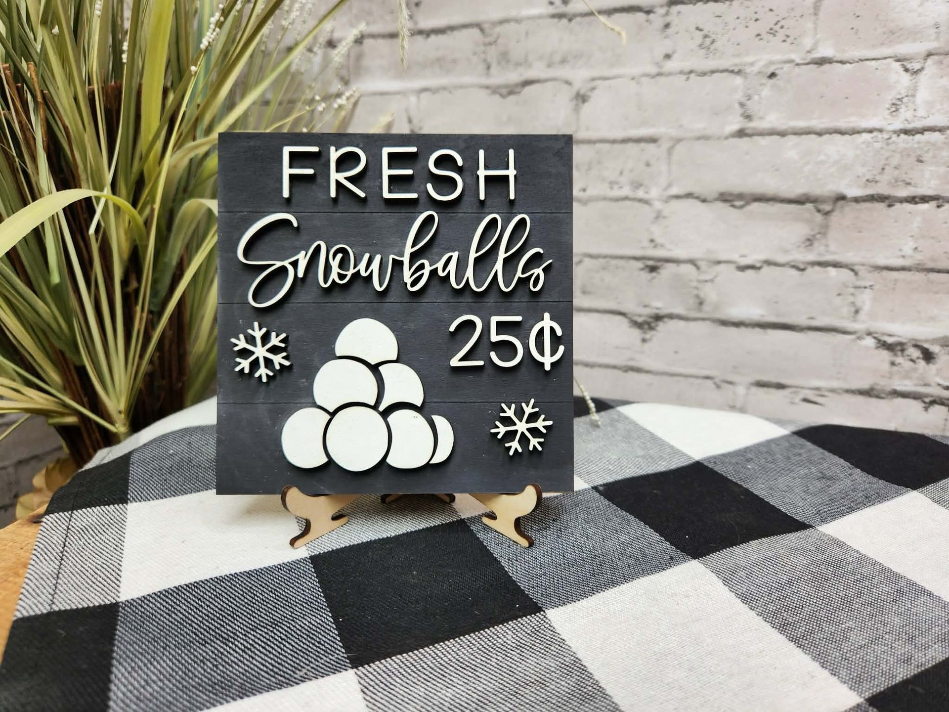 Fresh Snowballs Change Out Square, Fresh Snowballs decor, Fresh snowballs tiered tray decor, Fresh snowballs dough bowl décor