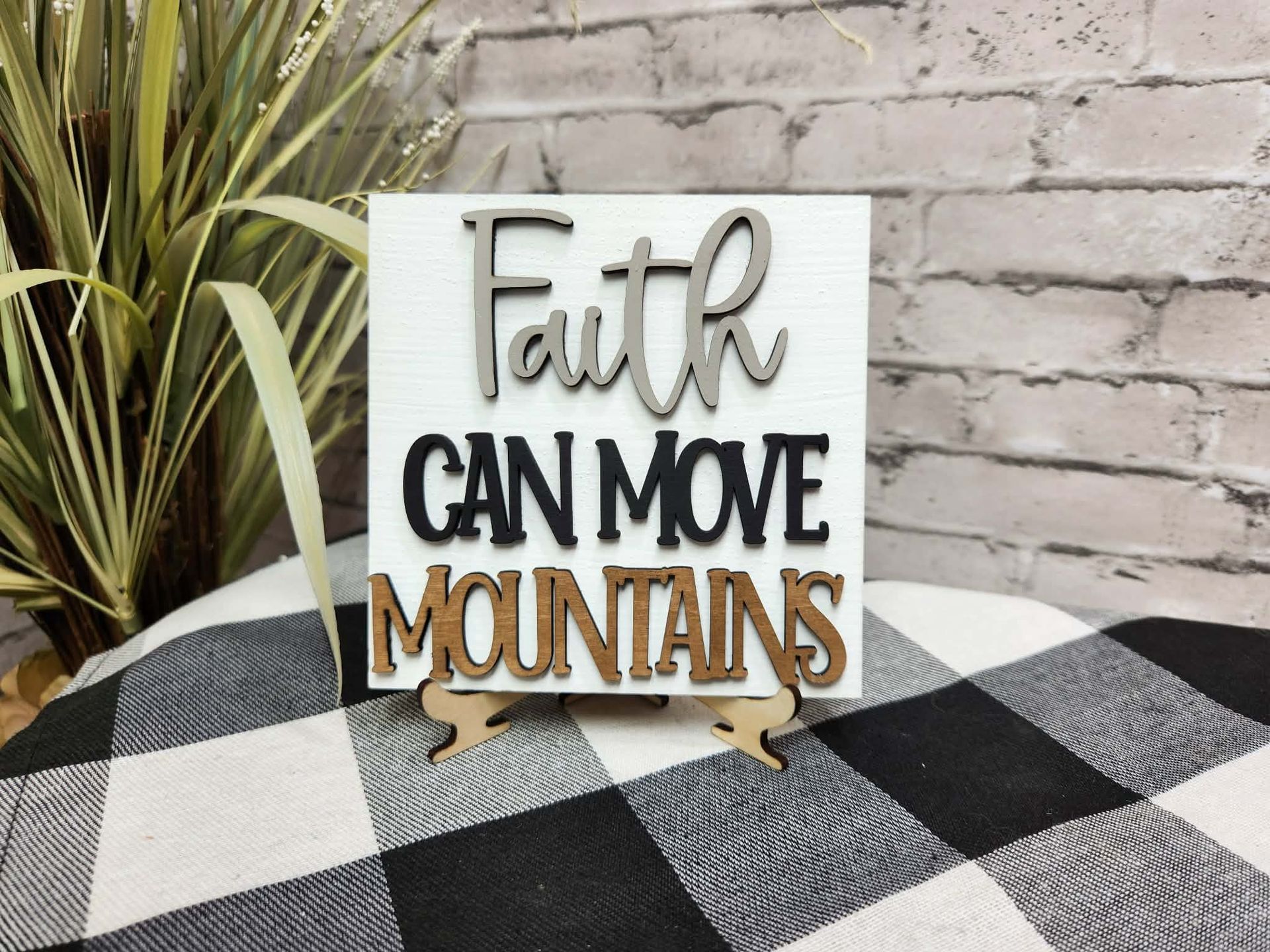 Faith can move mountains Change Out Square, Faith can move mountains decor, Faith can move mountains tiered tray decor, Faith can move mountains dough bowl décor
