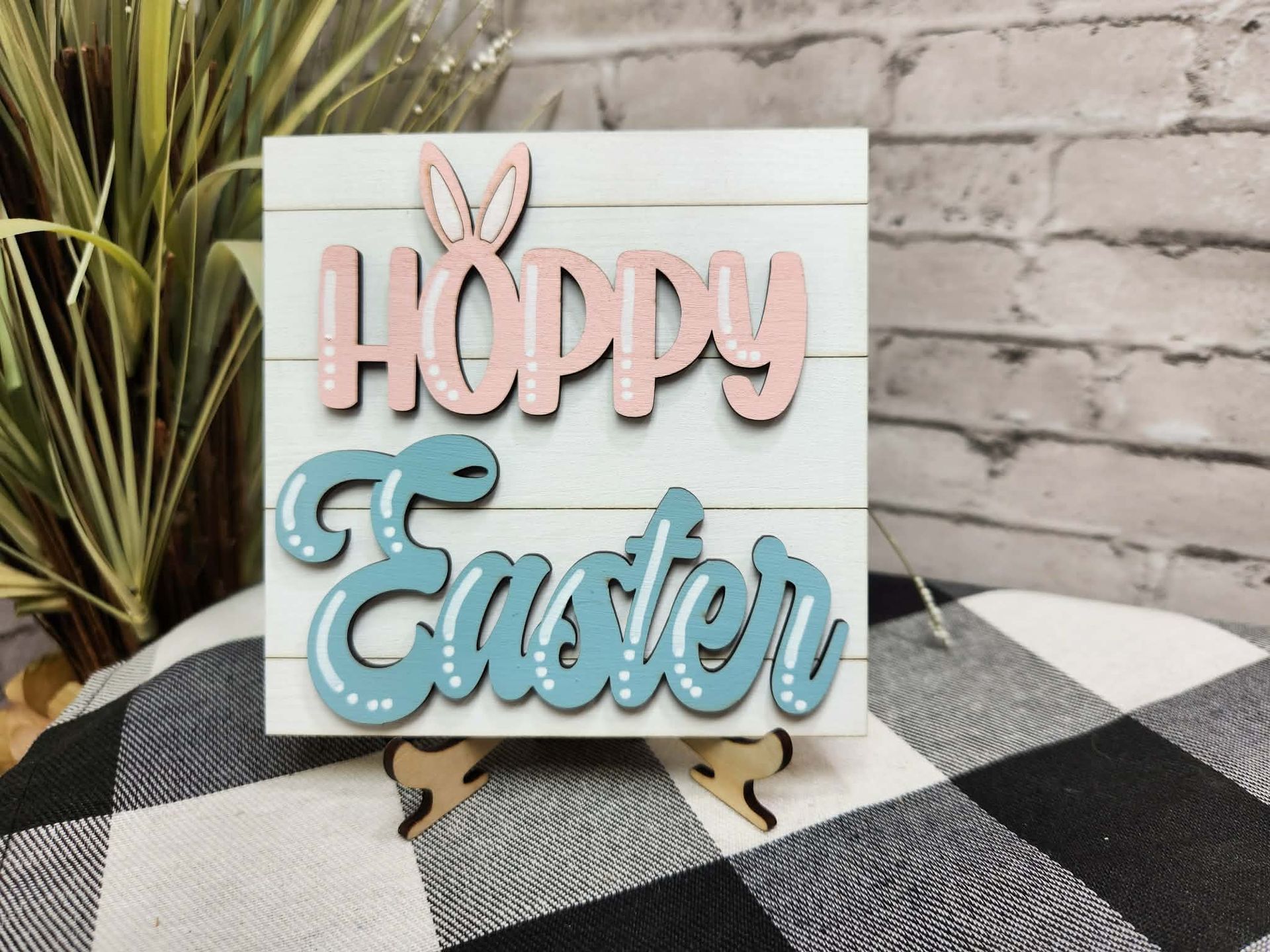 Hoppy Easter Change Out Square, Easter decor, Easter tiered tray decor, Easter dough bowl décor