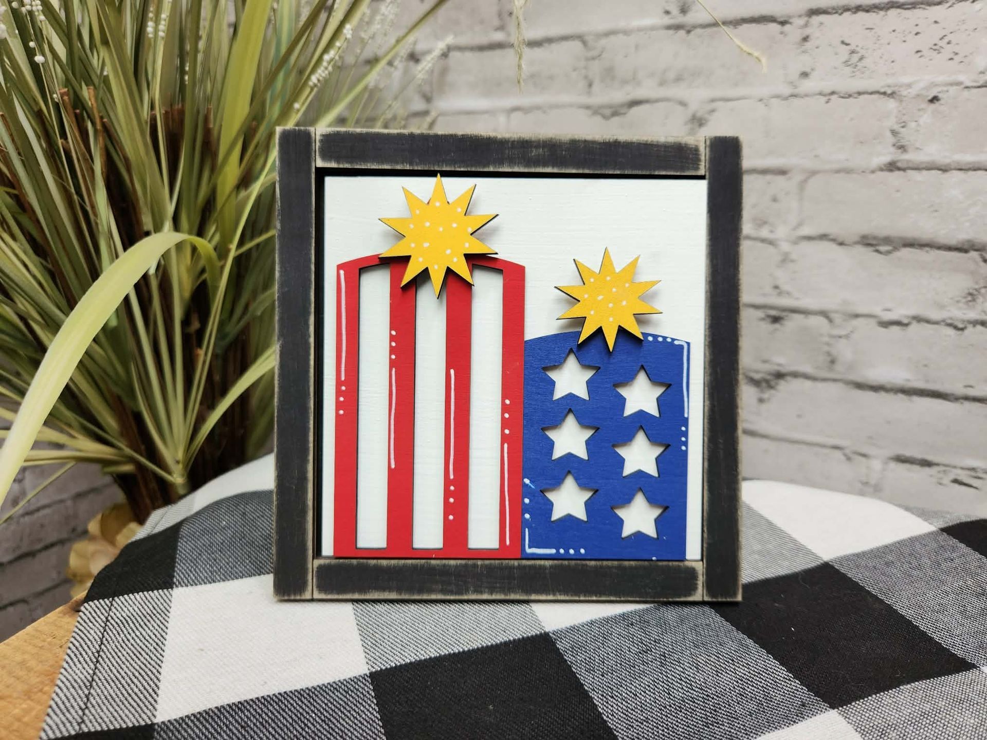 4th of July fireworks Change Out Square, 4th of July fireworks decor, 4th of July fireworks tiered tray decor, 4th of July fireworks  dough bowl décor