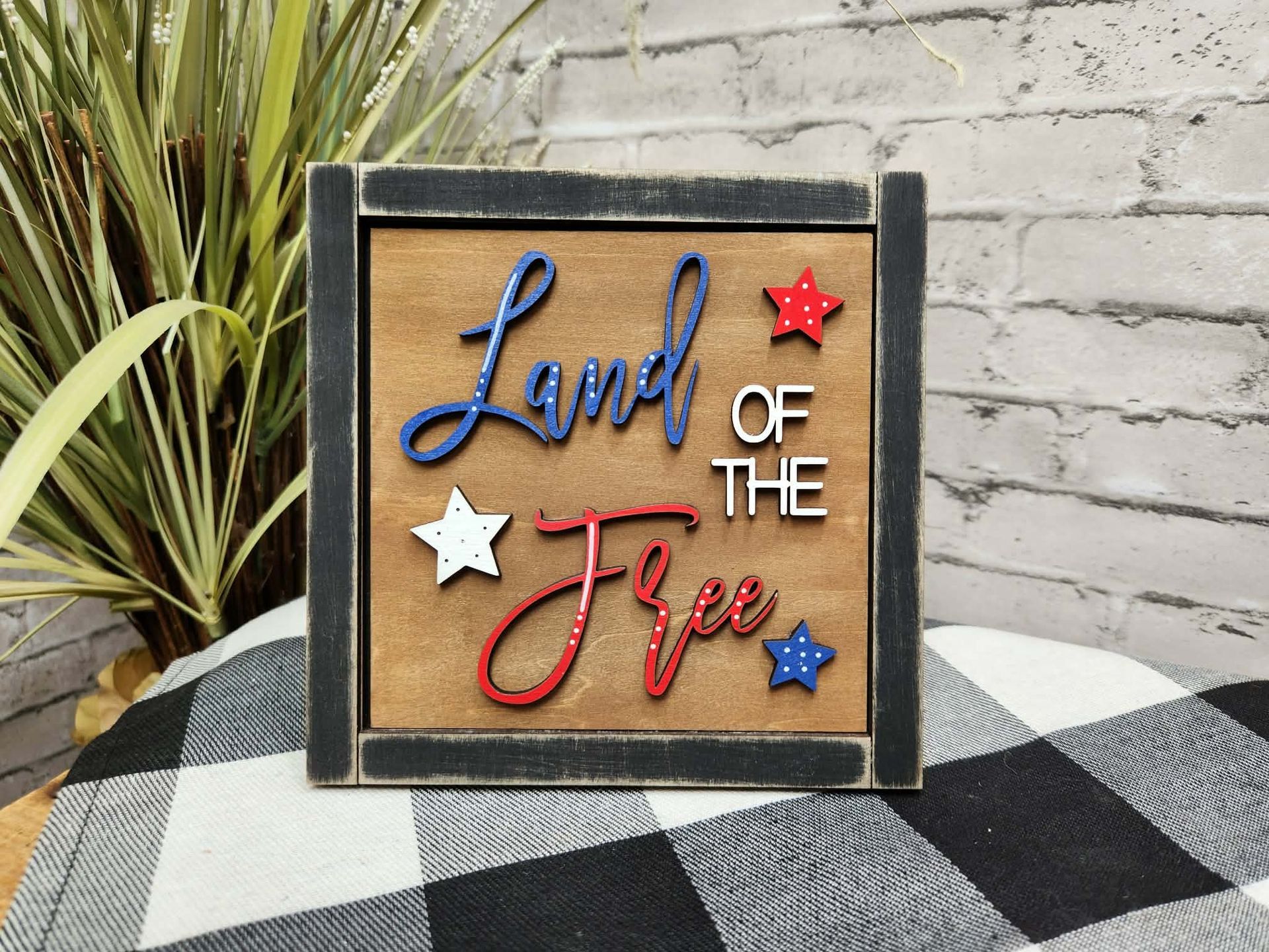 Land of the free Change Out Square, 4th of July decor, 4th of July  tiered tray decor, Land of the free dough bowl décor