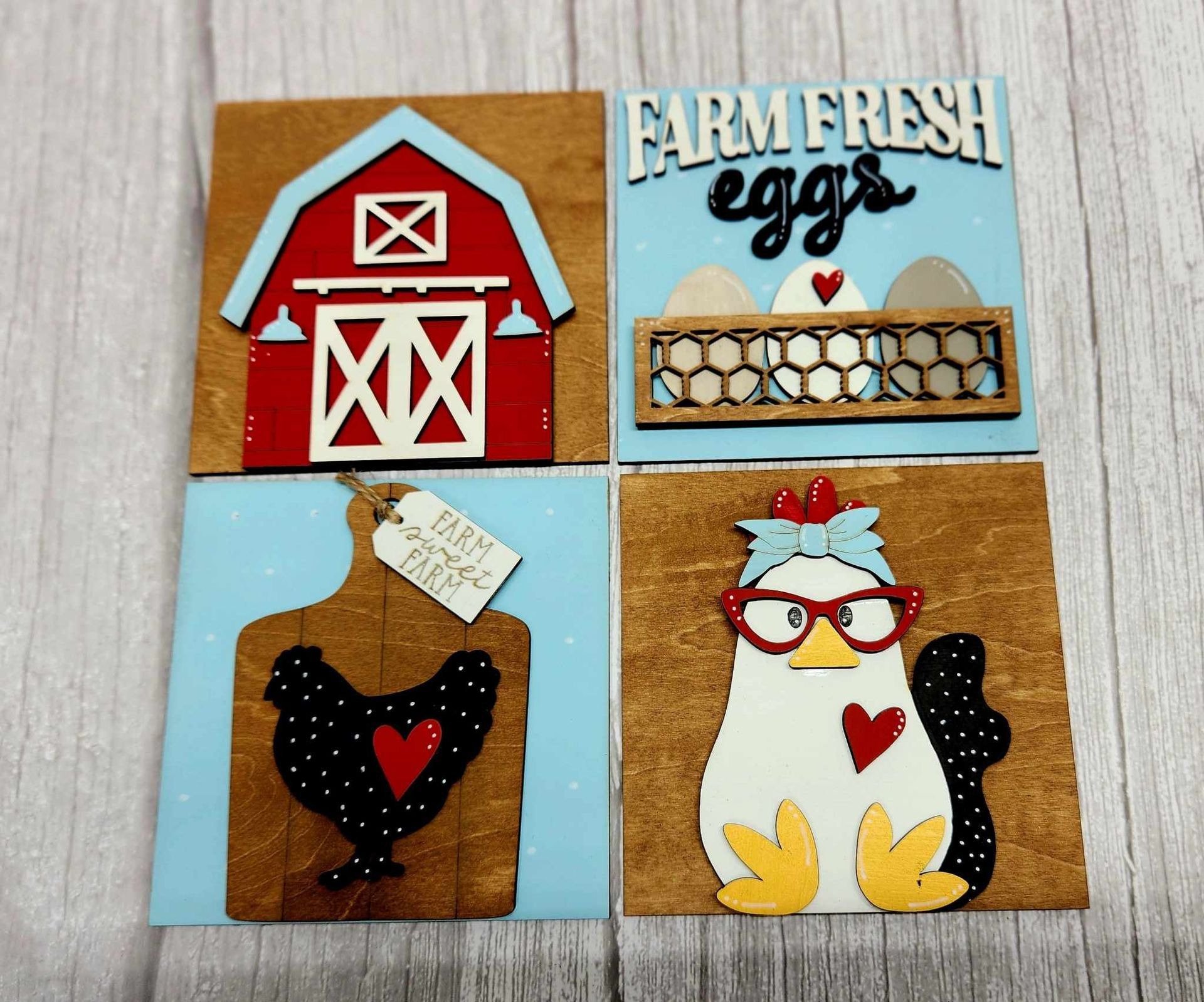 Farm Fresh Eggs Change out Squares,  Change out frames, interchangeable squares, interchangeable frames, chickens, barn, tiered tray decor, dough bowl decor