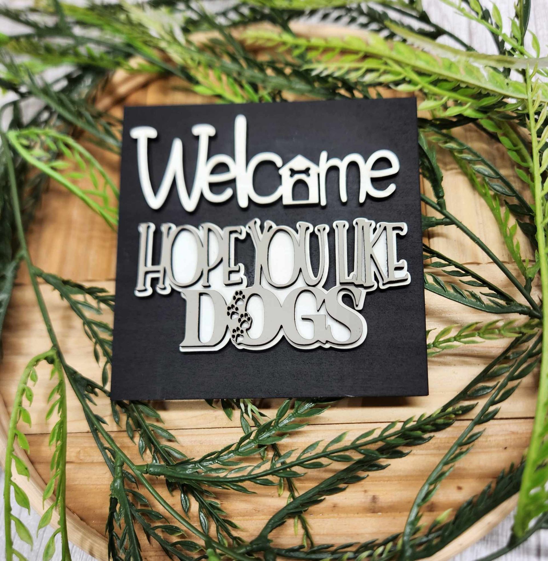 Welcome hope you like dogs change out square, tiered tray decor