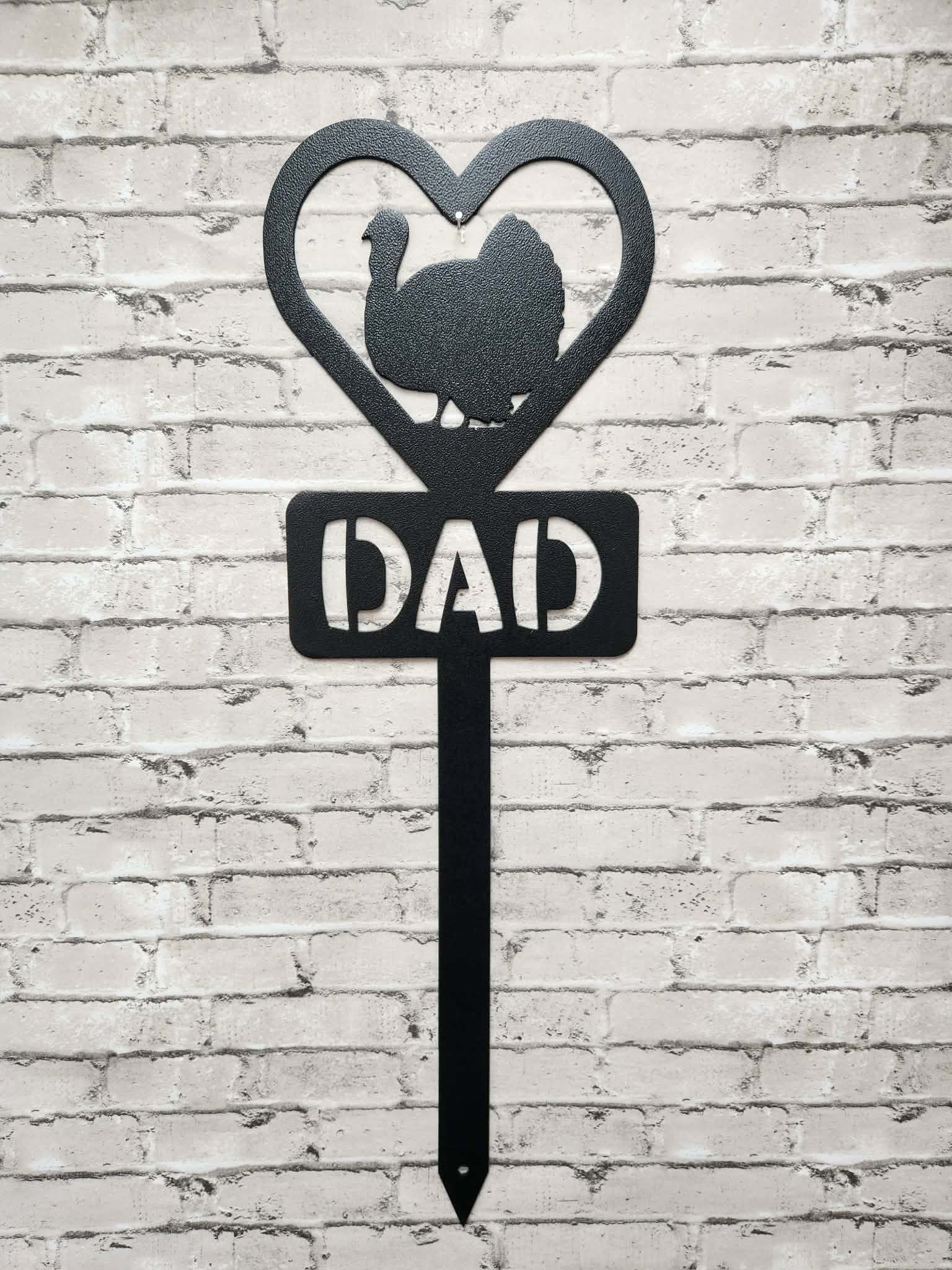 Metal Dad turkey Memorial Stake, Dad Turkey cemetery marker -  Dad turkey metal art, metal signs, metal memorial stake