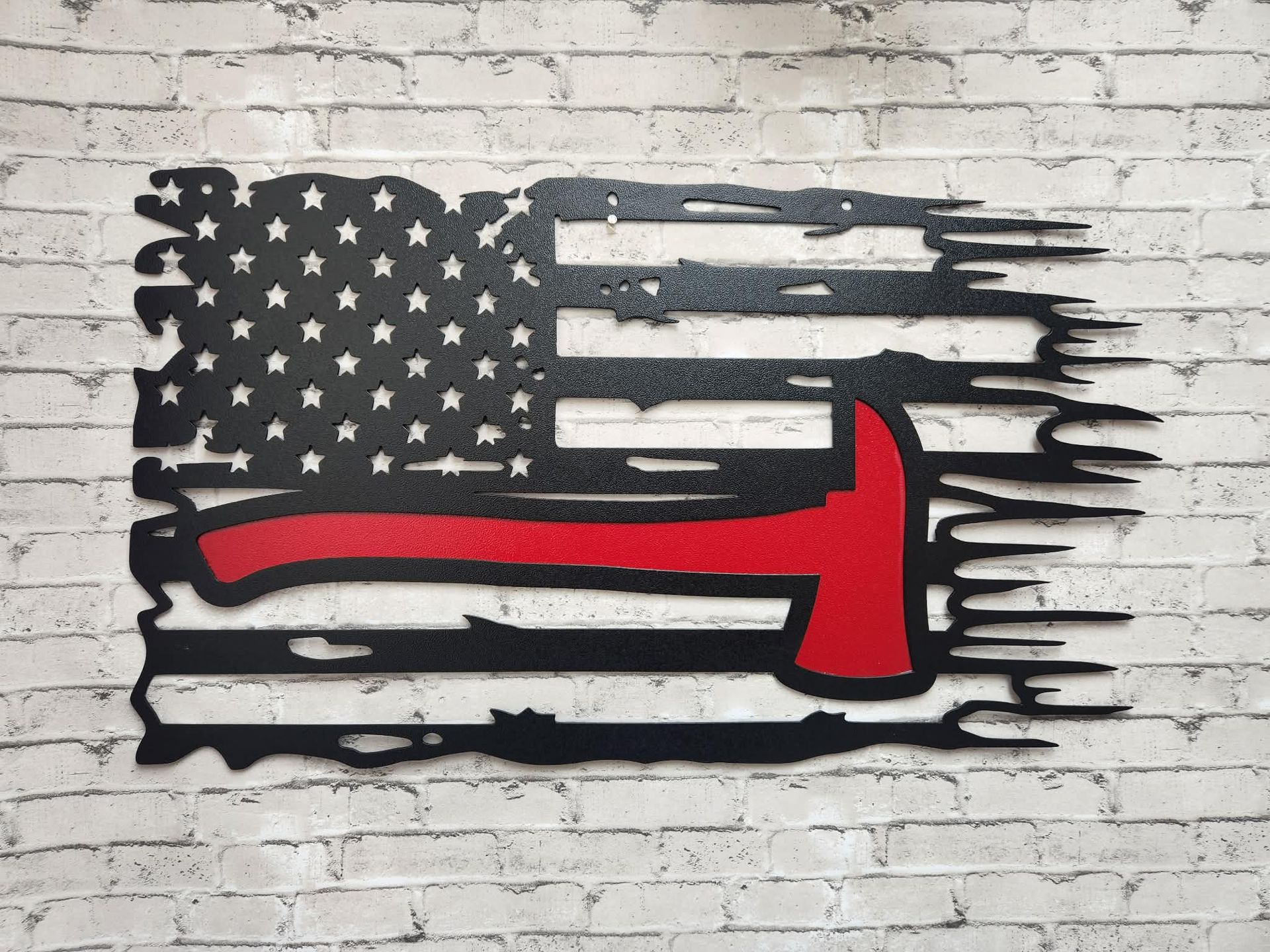 Firefighter American Flag wall Sign- Home decor, Fireman axe American flag metal wall art, custom metal art, metal art, metal sign, firefighter metal sign