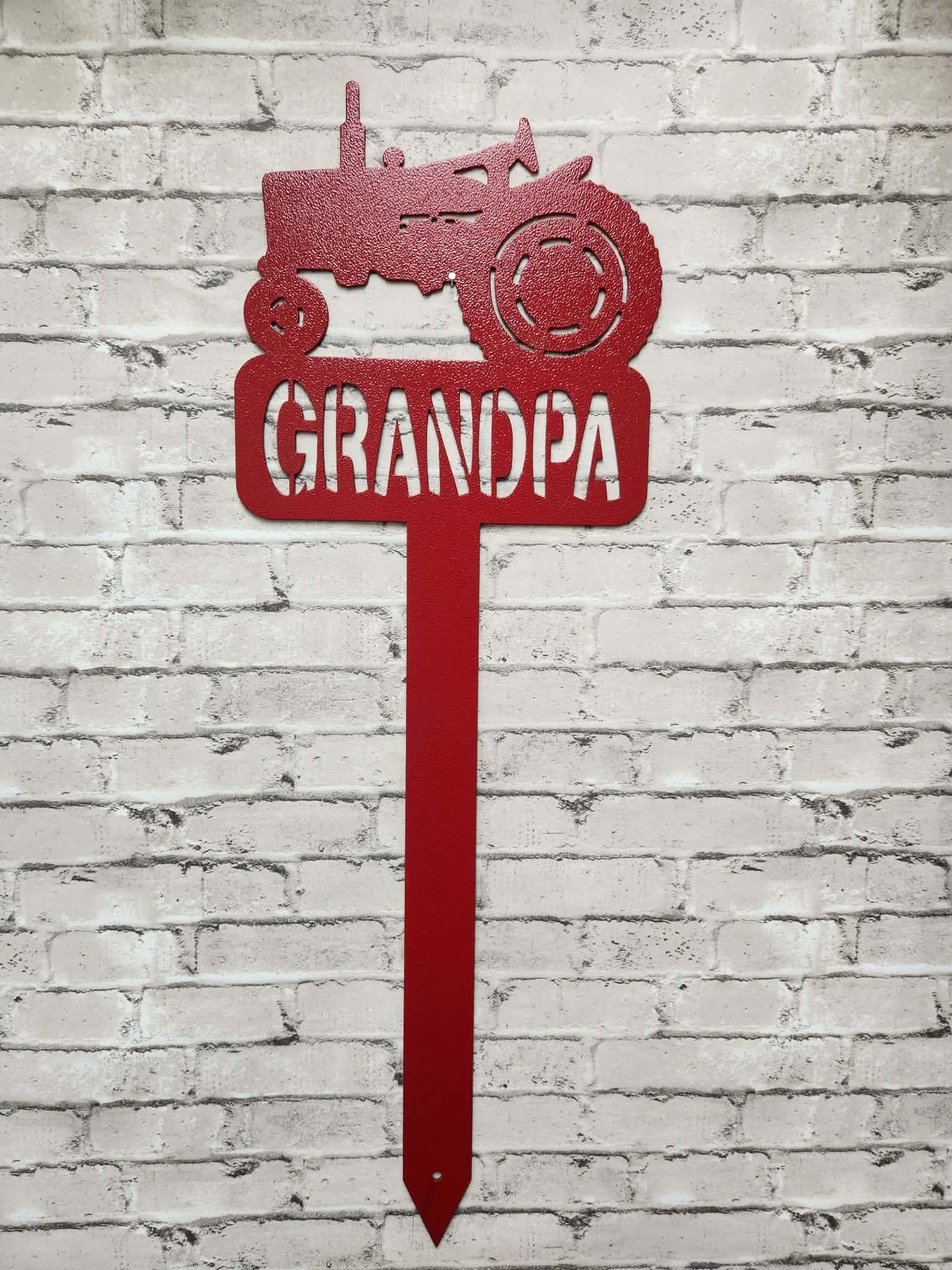 Metal Grandpa Memorial Stake, Grandpa Farmall Tractor cemetery marker -  Grandpa metal art, metal signs, metal memorial stake