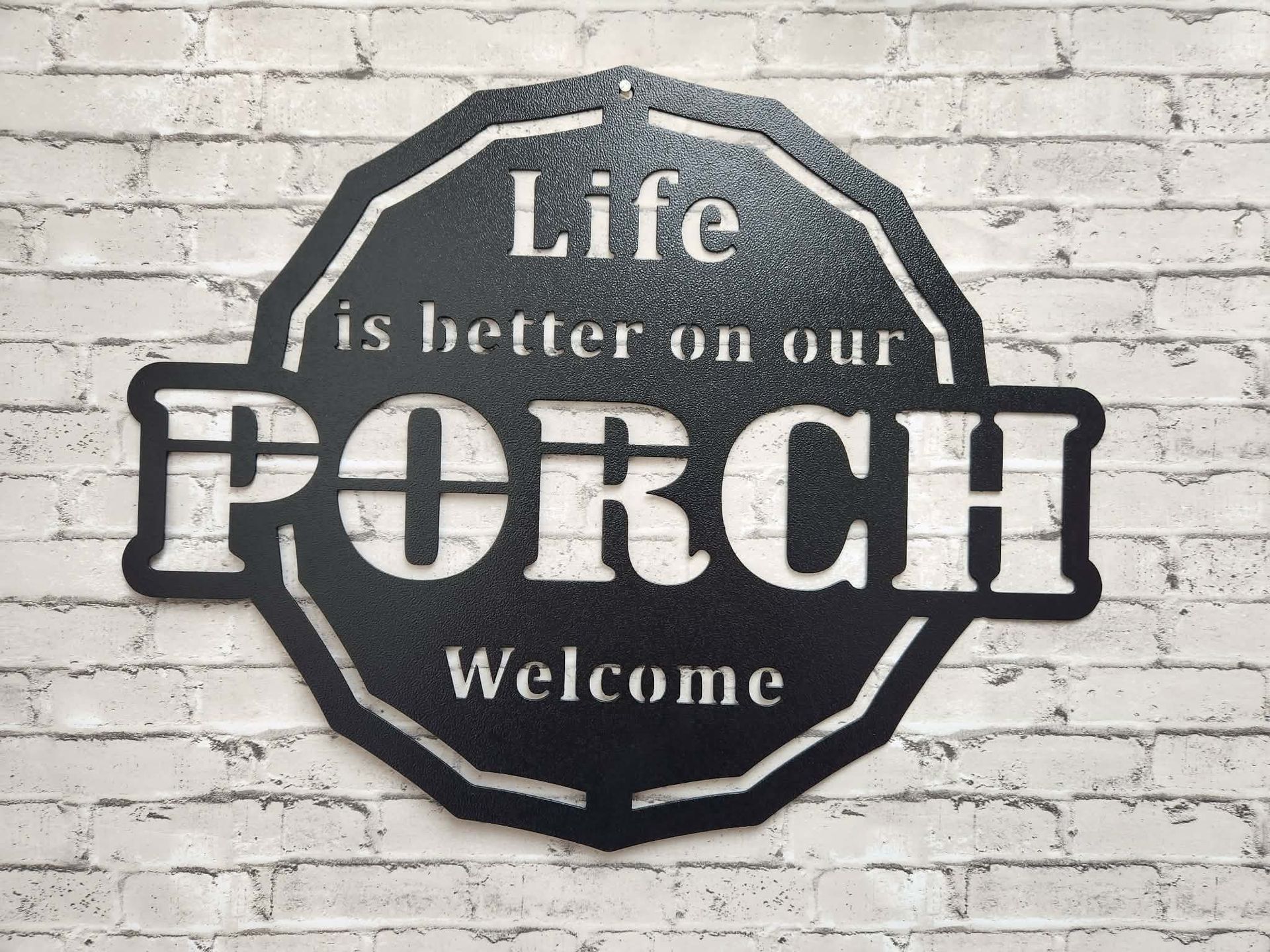 Life is better on our porch  Metal wall Sign- Home decor, Porch metal wall art, metal art, metal sign