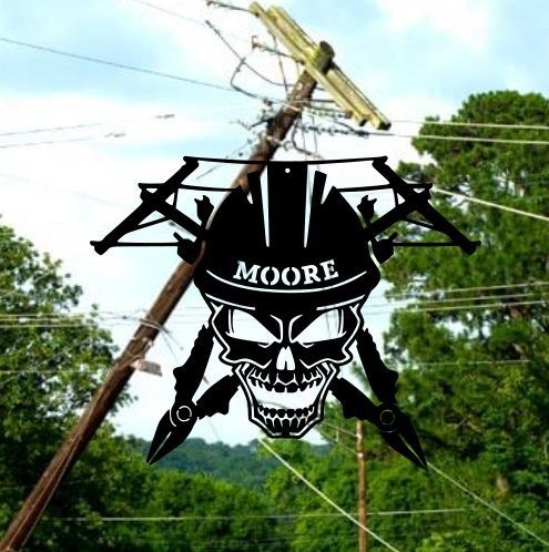 Lineman, skull - Home decor, metal art, metal signs