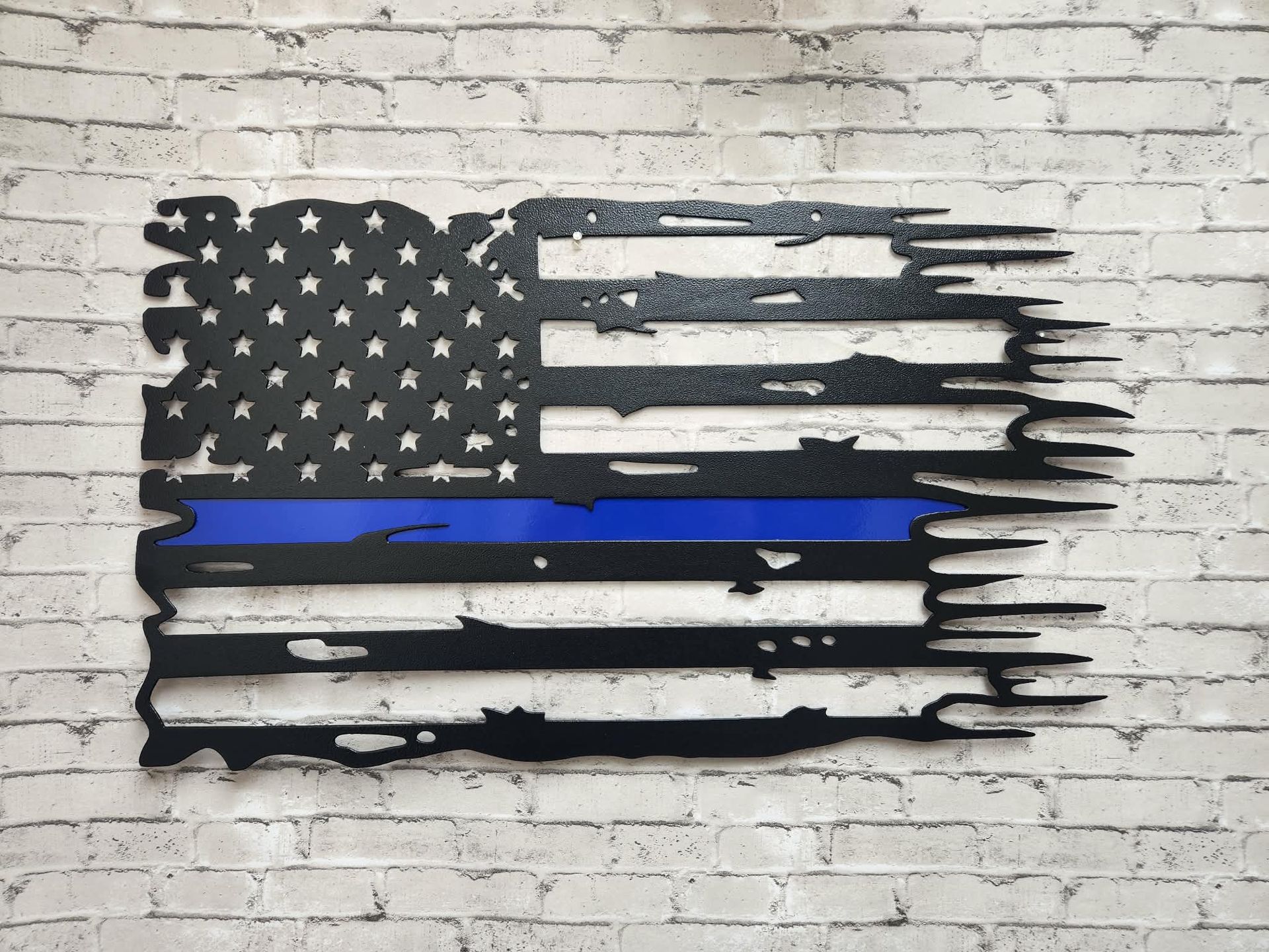American Flag with Blue police stripe Metal wall Sign- Home decor, Police sign metal wall art, metal art, metal sign, Back the blue metal sign