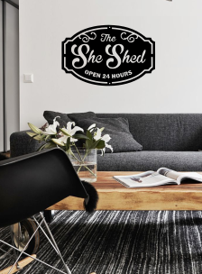She Shed, Woman, Women, home decor, metal art