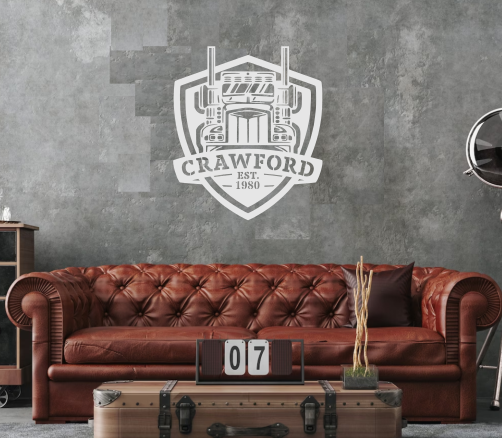 Trucking, trucker, shop, garage, wall, custom, home decor, metal art