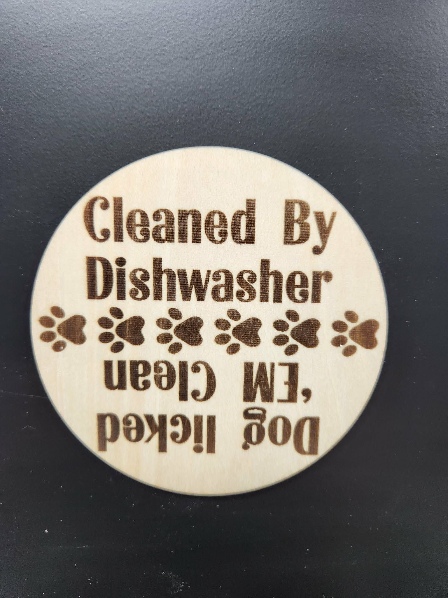 Funny dishwasher magnet, clean/dirty dishwasher magnet, dog licked 'em clean magnet