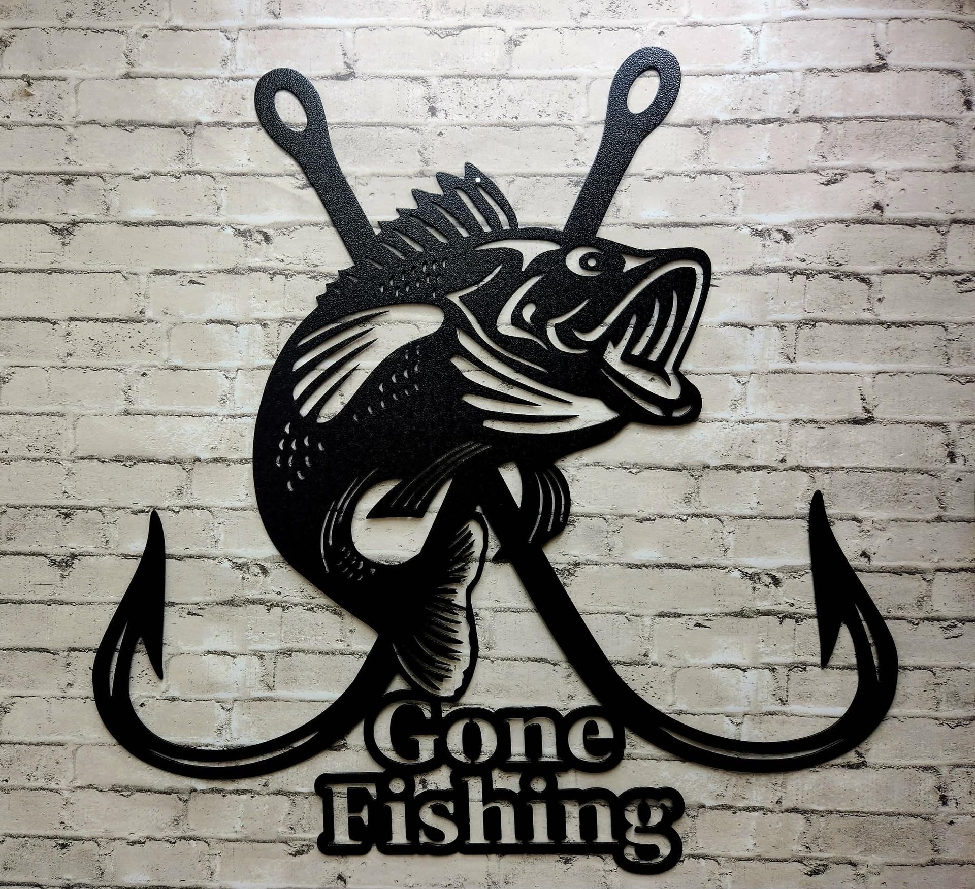Gone FishingMetal wall Sign- Home decor, Gone fishing metal wall art, fisherman custom metal art, metal art, metal sign, hunting dog metal sign