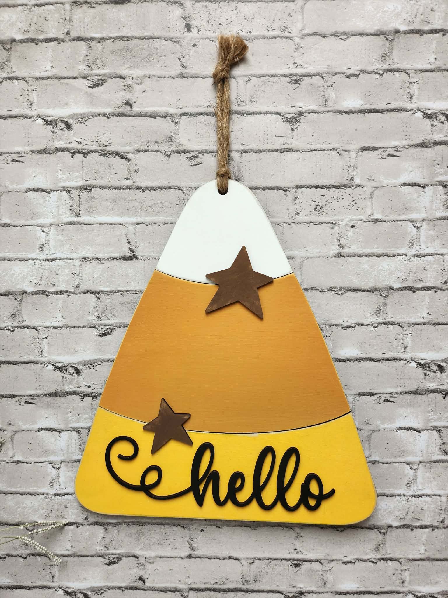 Candy Corn Door Hanger, Candy corn fall sign, Candy corn door hanger hello