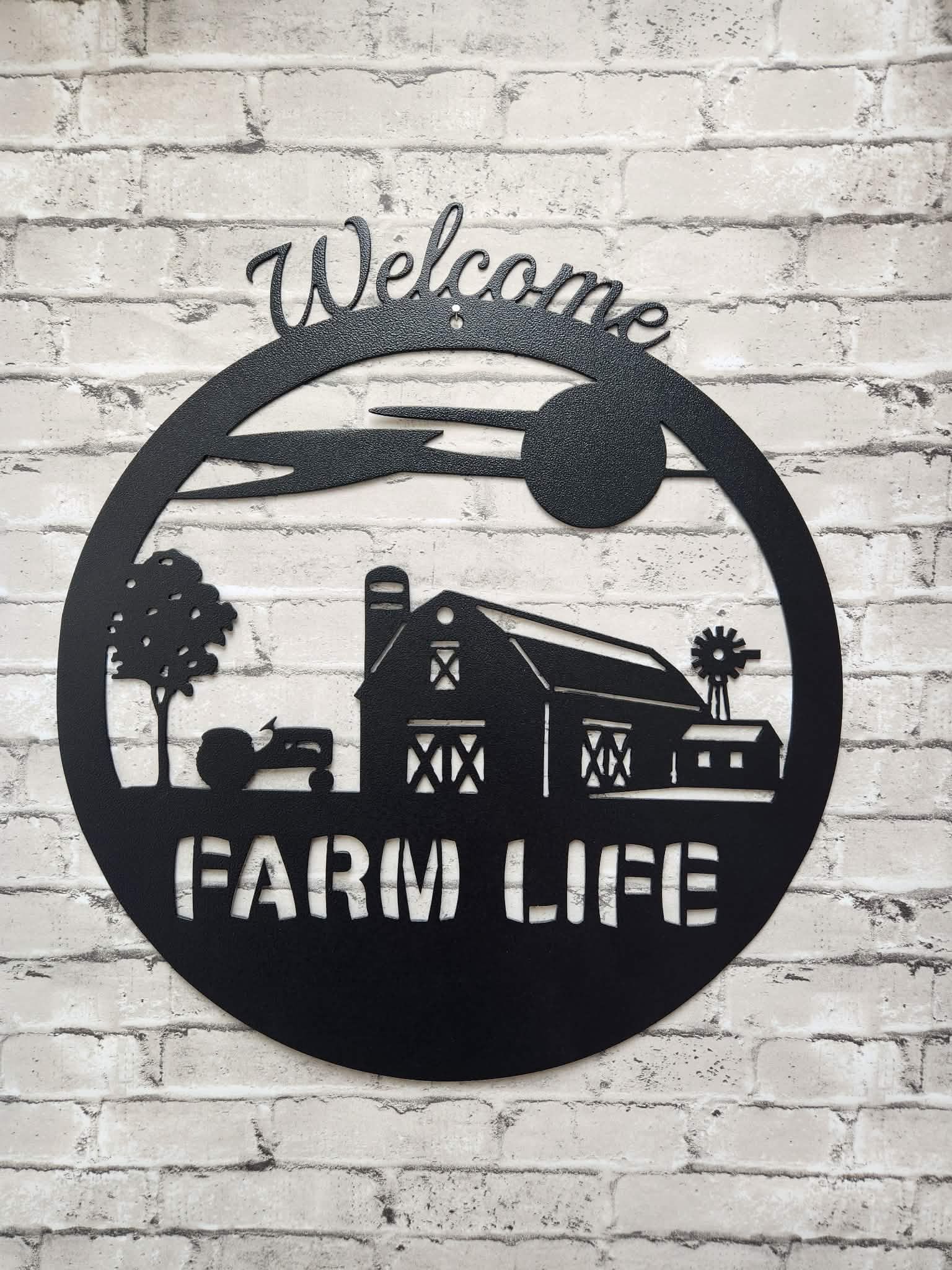 Welcome Farm Life - farm scene - Home decor, metal art, metal signs