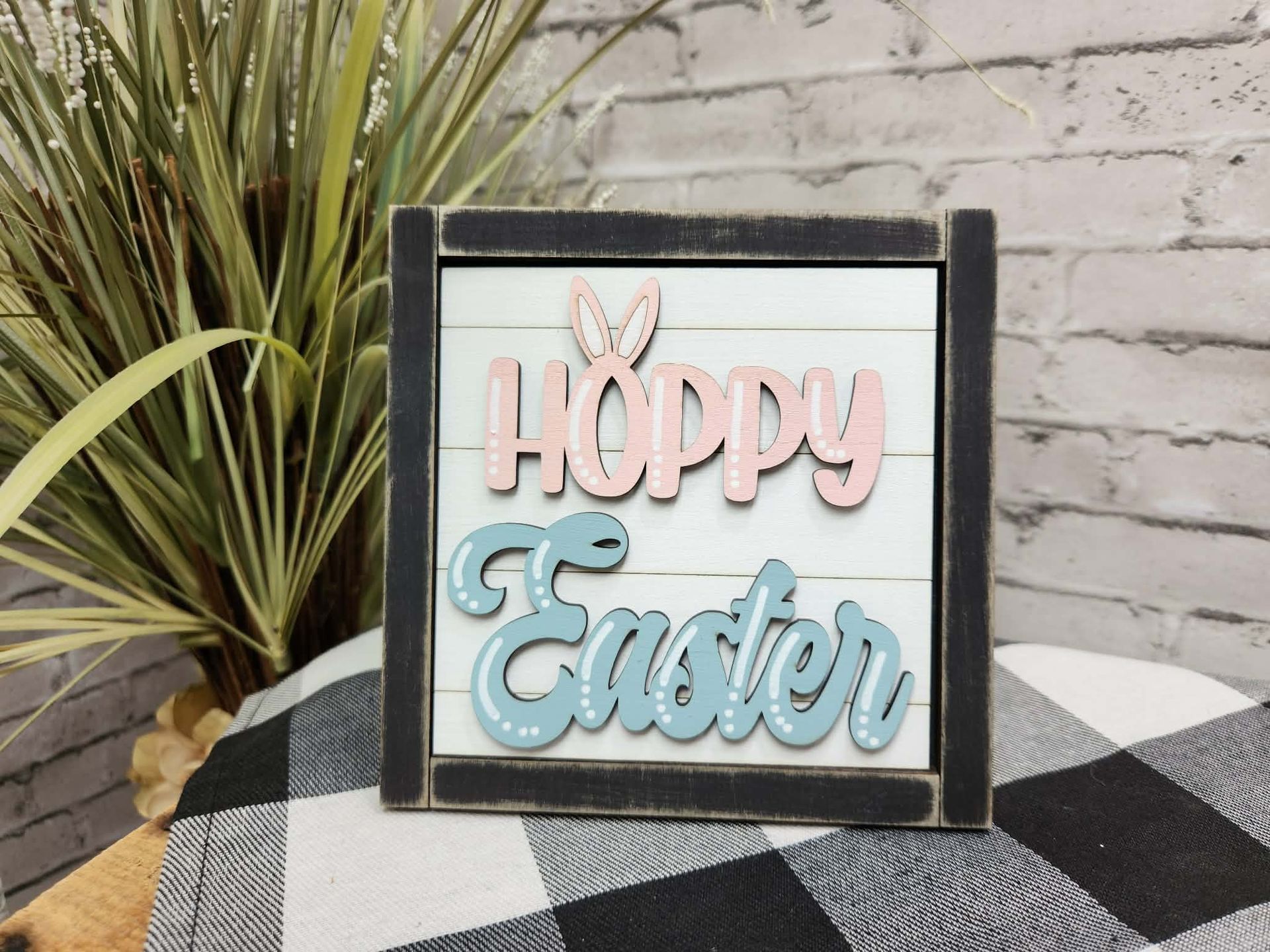 Hoppy Easter Change Out Square, Easter decor, Easter tiered tray decor, Easter dough bowl décor