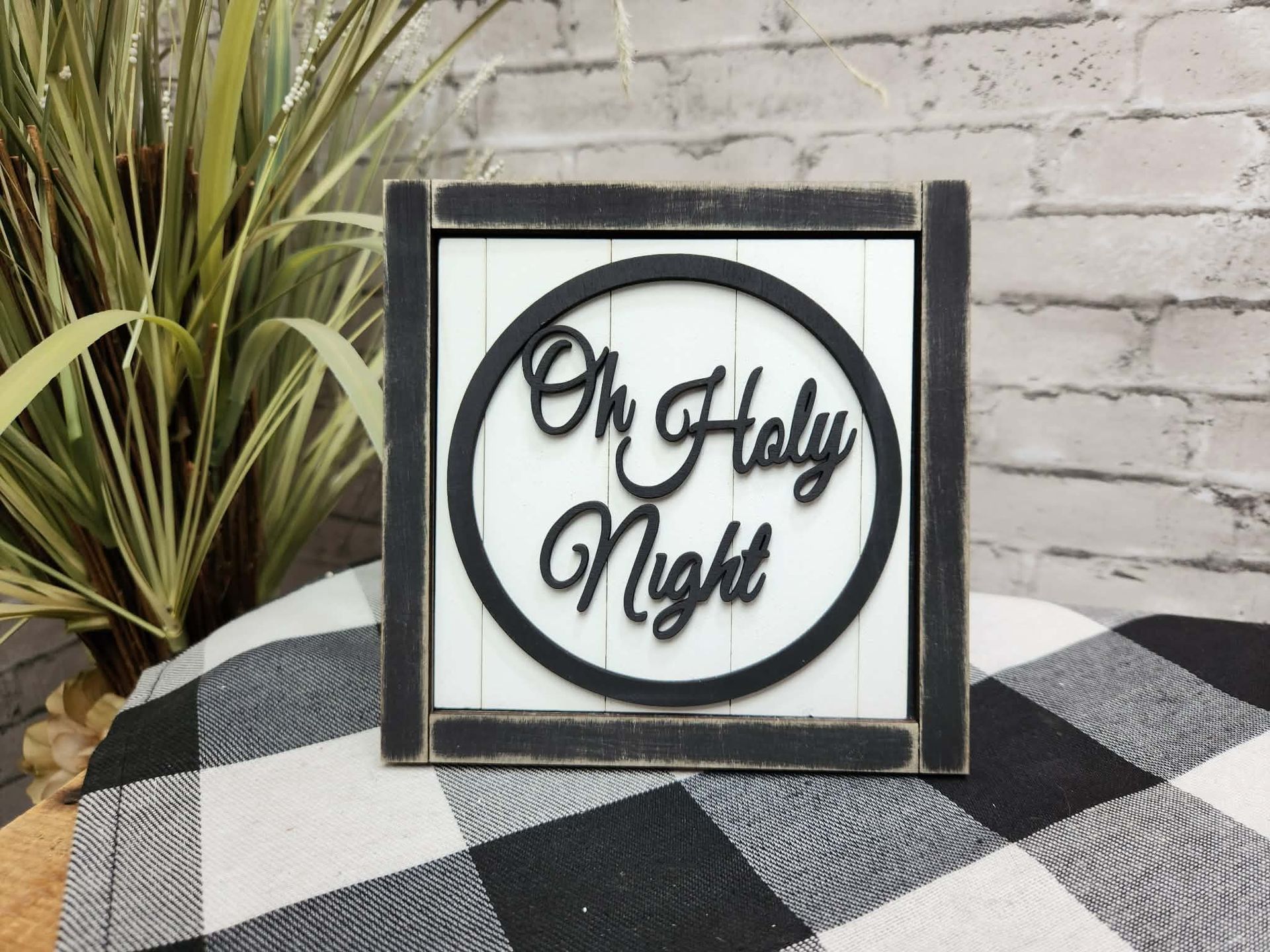 Oh Holy Night Change Out Square, Oh Holy Night decor, Oh Holy Night tiered tray decor, Oh Holy Night dough bowl décor