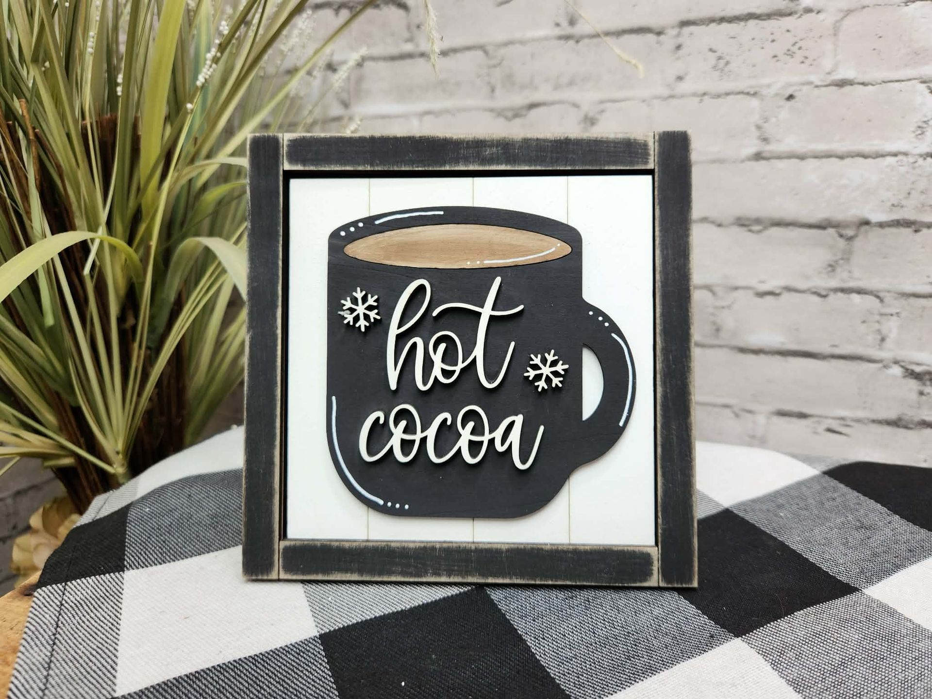 Hot Cocoa Change Out Square, Hot Cocoa decor, Hot Cocoa tiered tray decor, Hot Cocoa dough bowl décor