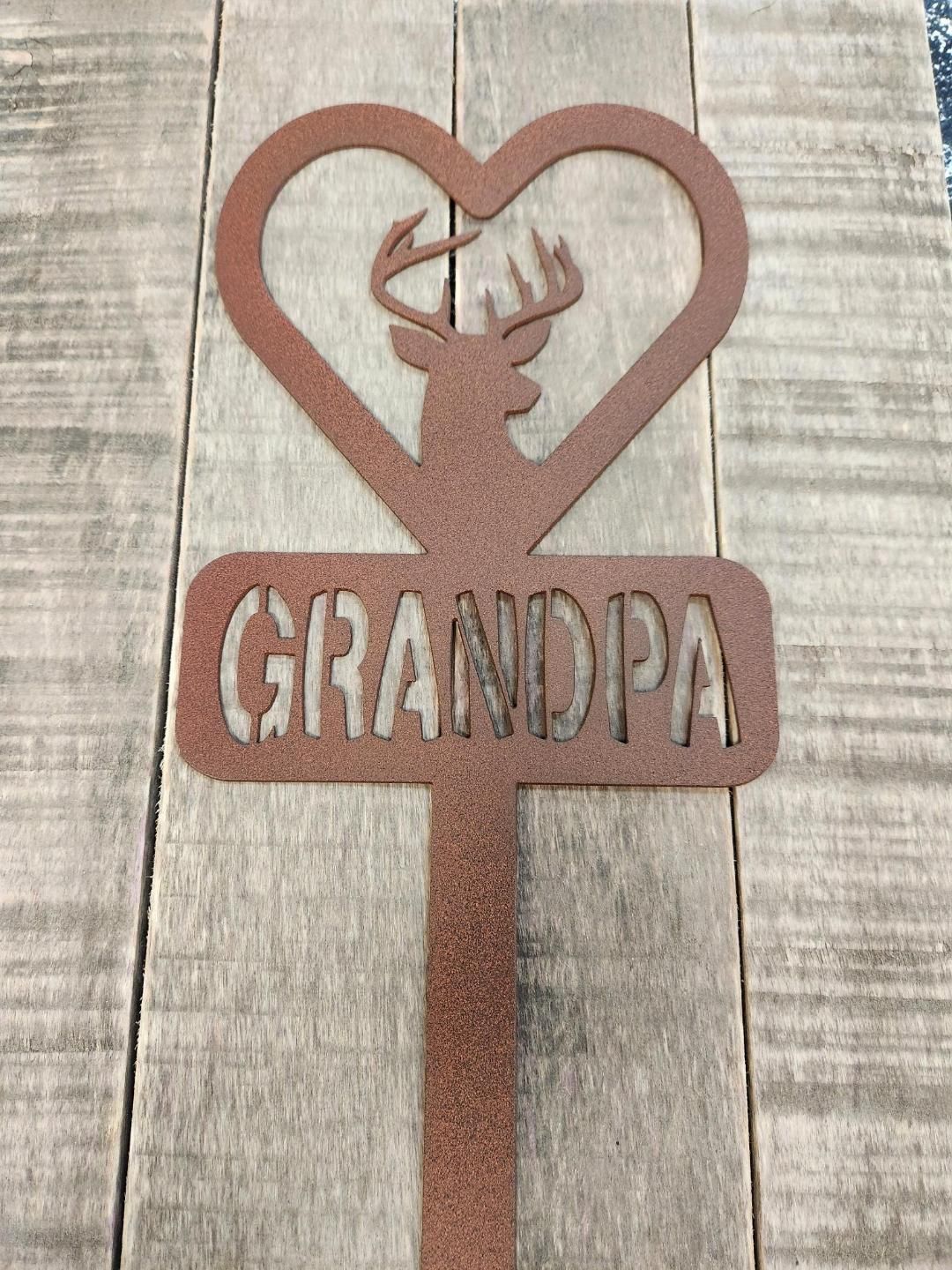 Memorial, Grandpa, Deer, Heart, Metal Stake, Metal Art, Plasma Cut