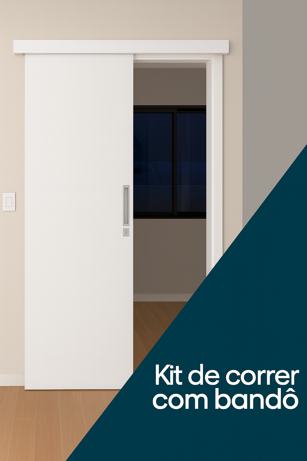 Uma imagem de uma porta de correr com as palavras kit de correr com bando abaixo dela