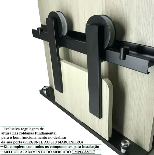 Um modelo 3D de um sistema de porta deslizante de celeiro