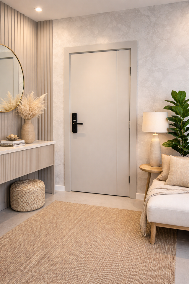 Uma foto de uma porta que diz cinza gianduia