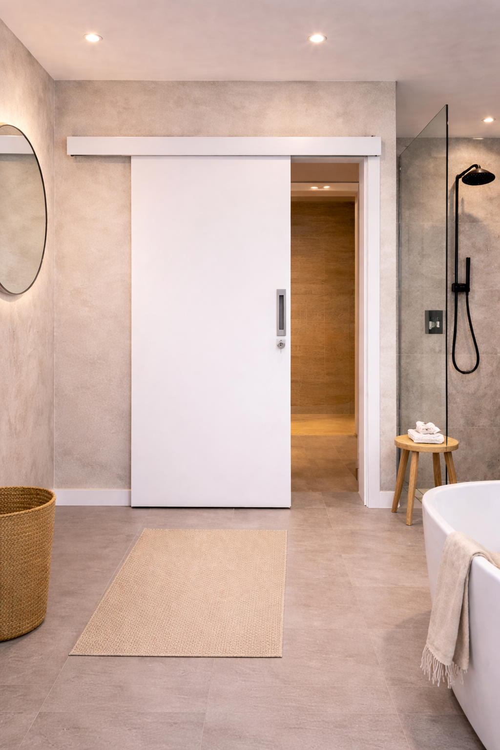 Uma porta branca com a palavra branco nela