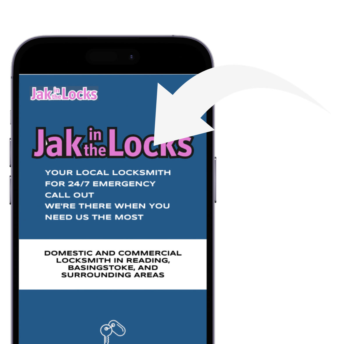 iPhone screen showing Jak in the Locks website on mobile