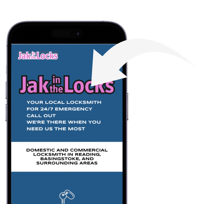 Mock up of Jak in the Locks website on mobile phone