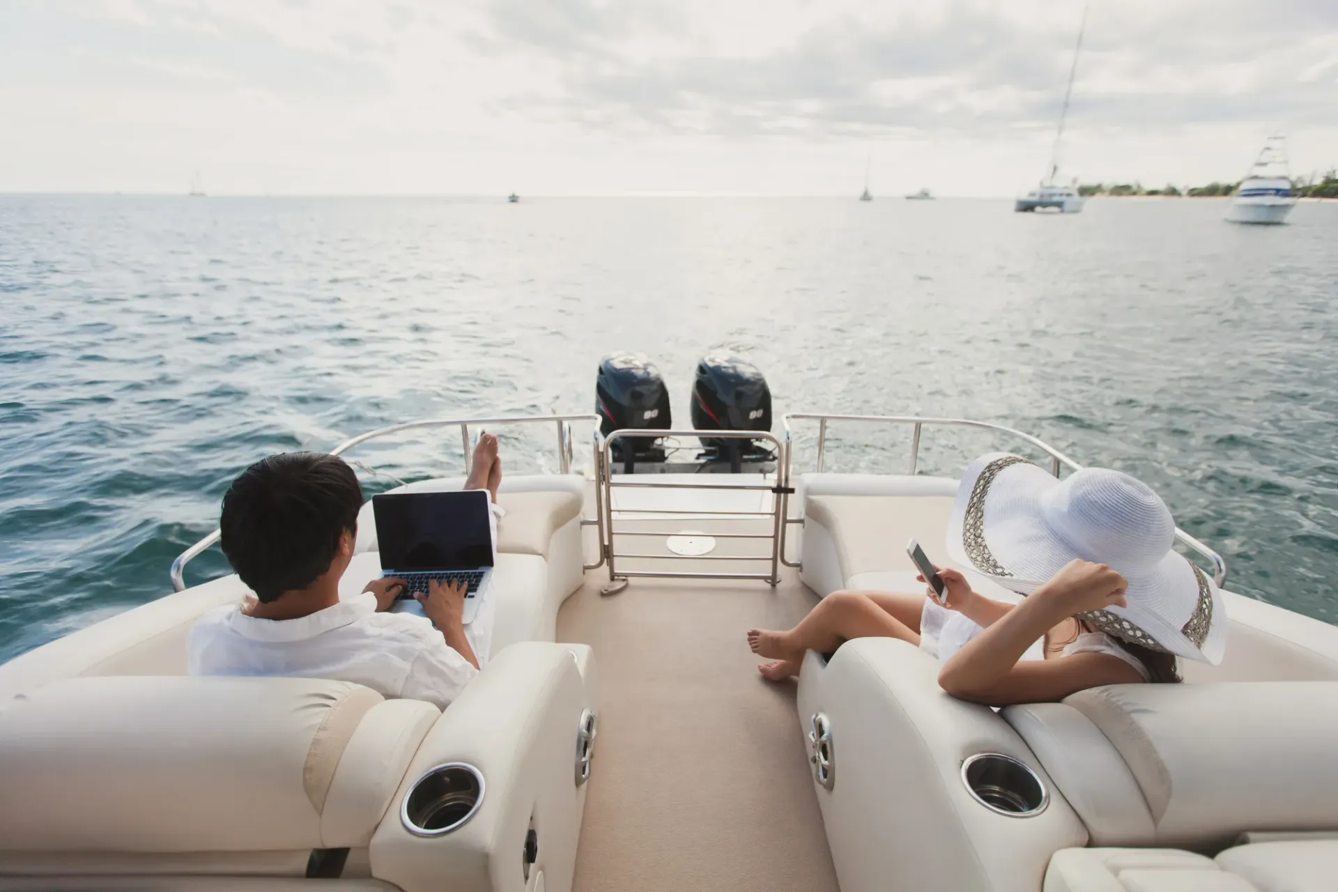 family enjoying boat trip