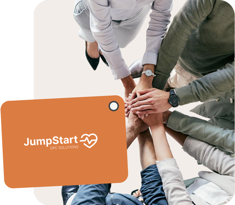 People joining hands, logo for JumpStart ECG Solutions overlaid.