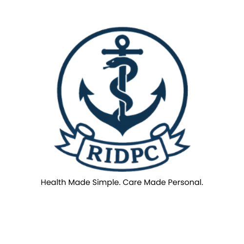 Blue logo: anchor with a snake entwined on it, enclosed in a circle.