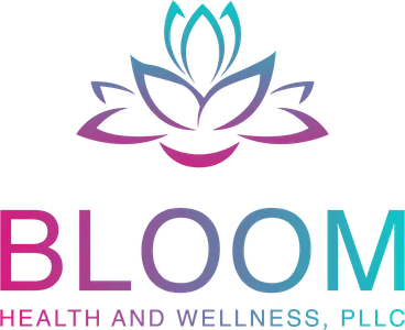 Logo for Bloom Health and Wellness, PLLC: Lotus flower above text