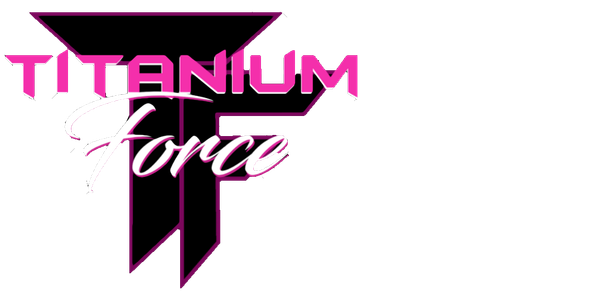 A logo for a video game called titanium force.