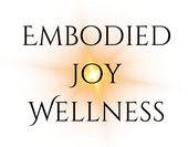 A logo for embodied joy wellness with a yellow background