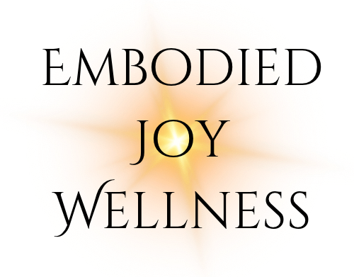 A logo for embodied joy wellness with a yellow background