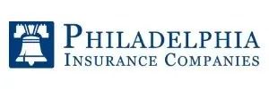 Logo of Philadelphia Insurance Companies. Blue Liberty Bell within a square, with text "PHILADELPHIA INSURANCE COMPANIES."