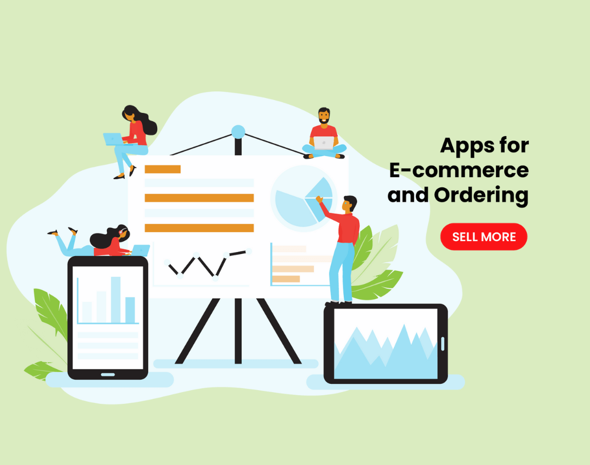 An illustration for mobile apps for e-commerce and ordering.