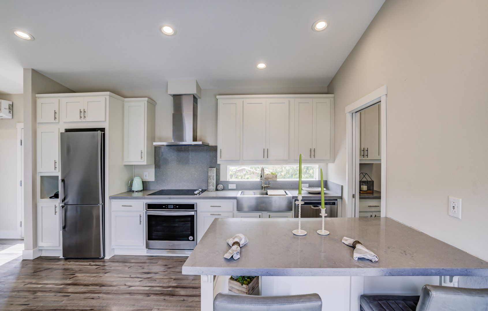 Kitchen with Stainless Steel Appliances And Counter Seating