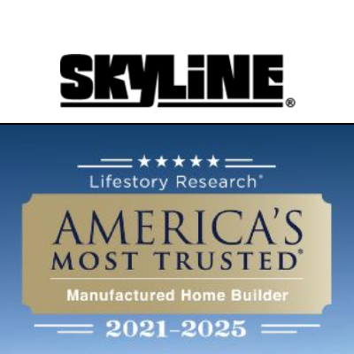 Skyline Homes Logo and America's Most Trusted Manufactured Home Builder 2021
