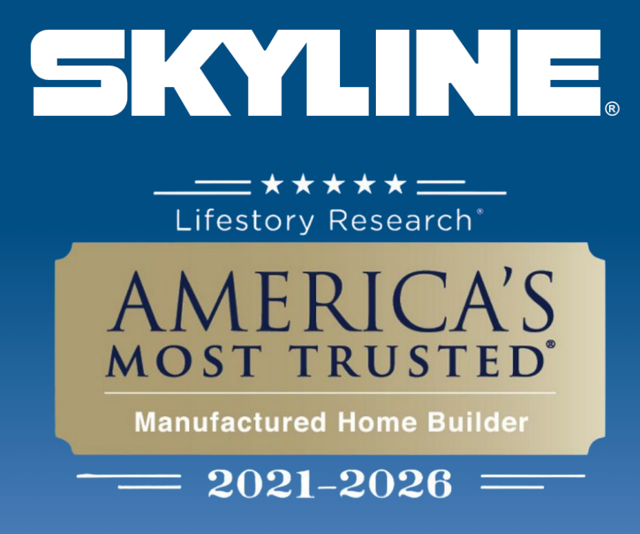 Skyline Homes Logo and America's Most Trusted Manufactured Home Builder 2021-2025