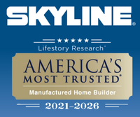 Skyline Homes Logo and America's Most Trusted Manufactured Home Builder 2021-2025