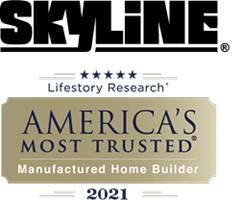 Skyline Homes Logo and America's Most Trusted Manufactured Home Builder 2021